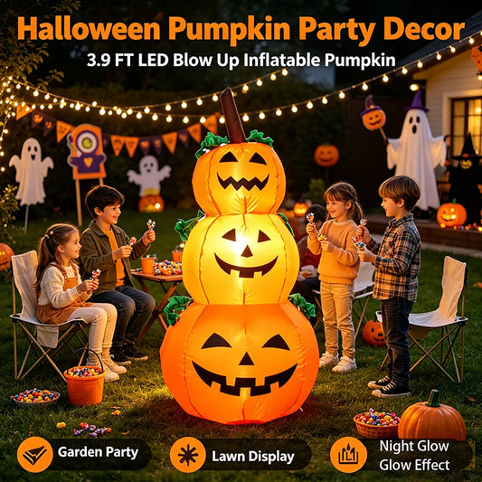 LED Inflatable Stacked Pumpkin Halloween Yard Decoration