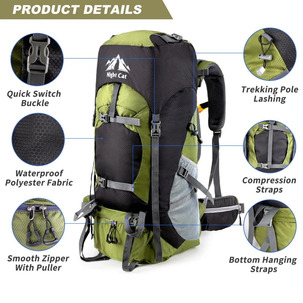 Night Cat Lightweight Hiking Backpack With Rain Cover