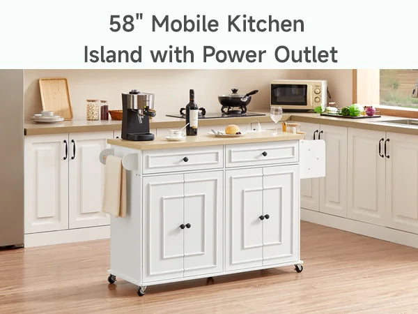 Wooden Rolling Kitchen Island Cart With Drop Leaf Storage Rack