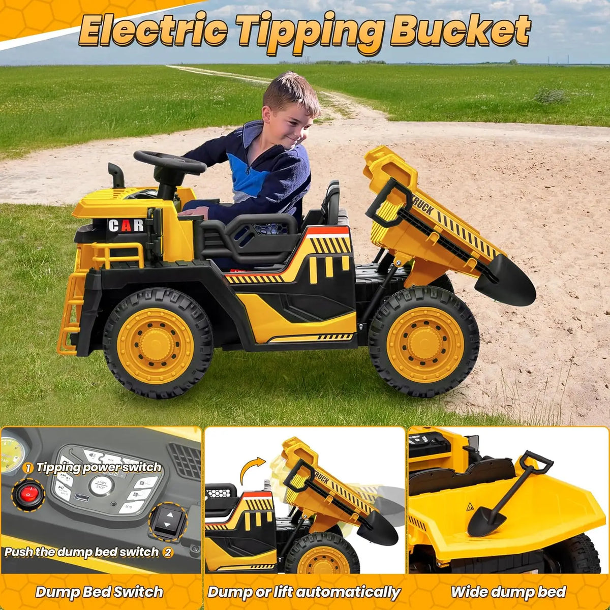Joyracer Electric Ride On Dump Truck With Remote And Shovel