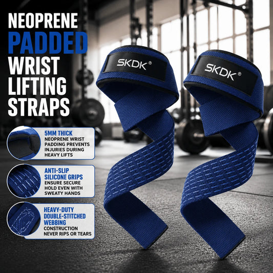 Lifting Straps Wrist Support Weightlifting Grips With 5MM Neoprene Padded Anti-Slip Silicone Heavy Duty Webbing Gym Accessories Deadlift Straps Fitness Equipment For Men Women Strength Training Bodybuilding Powerlifting Wrist