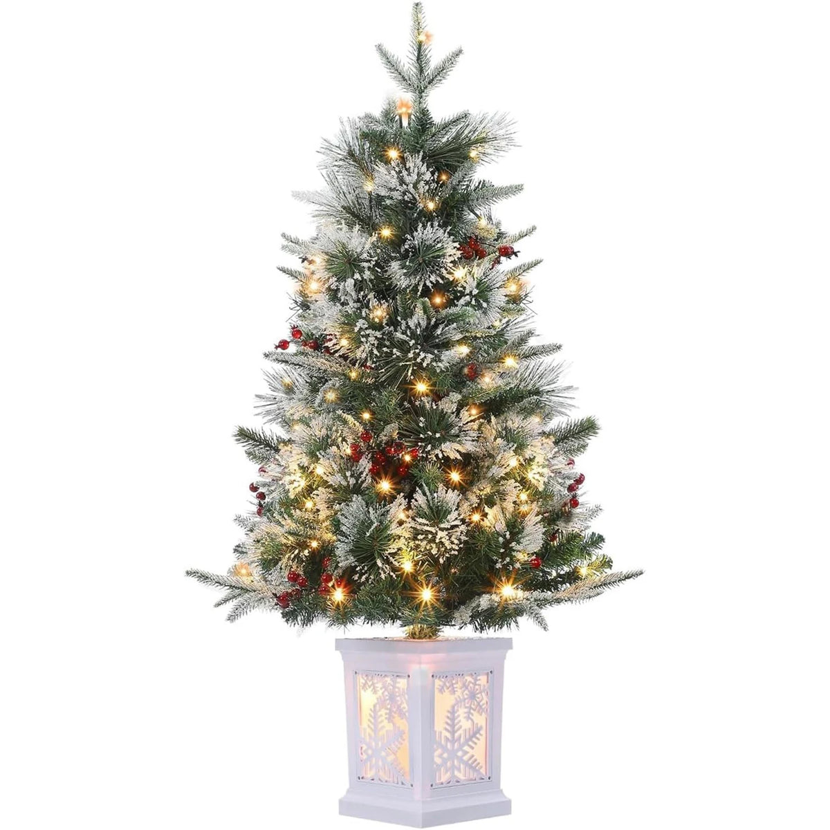 3ft Mini Christmas Tree Pre-Lit Artificial Tree with 78 Warm White Lights Tabletop Christmas Tree with Timer Function Xmas Decor