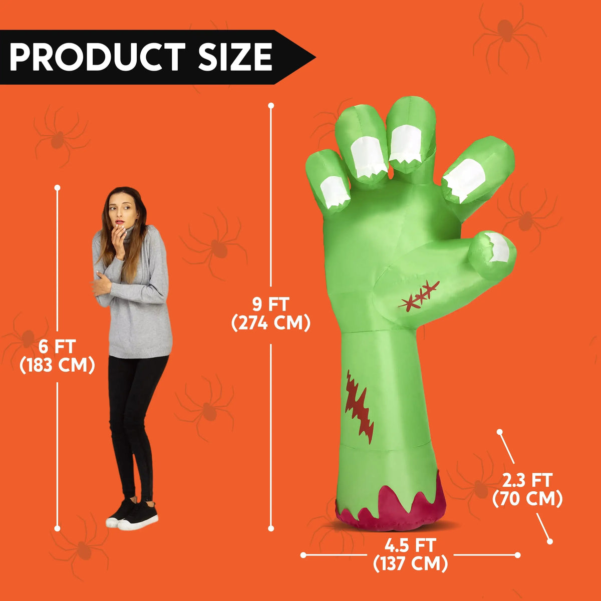 Joyfy Giant Zombie Arm Halloween Inflatable With Built In LEDs