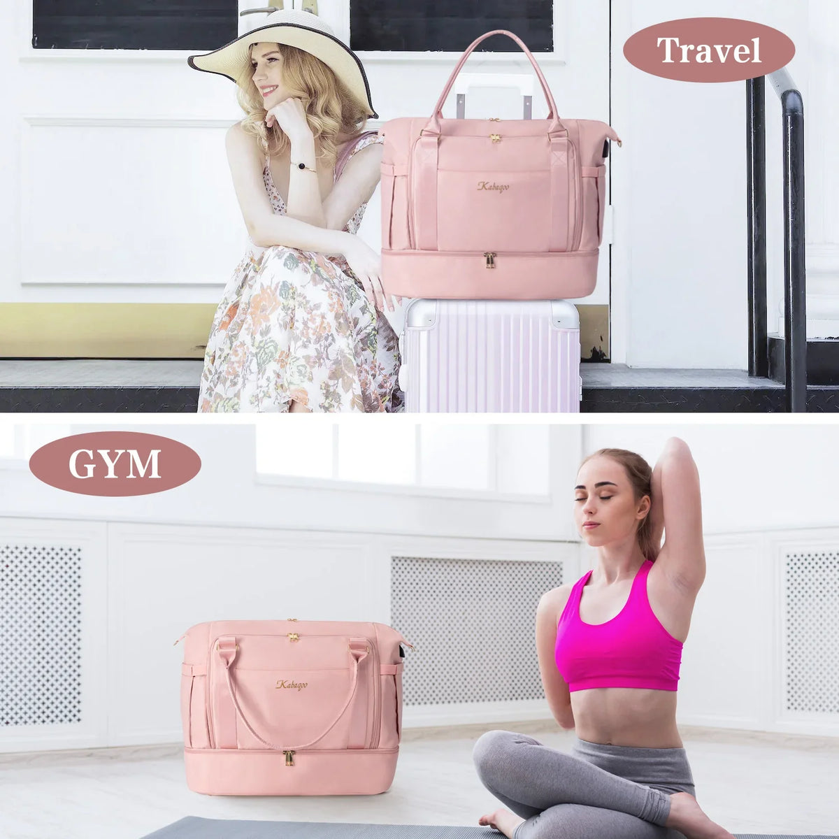 Large Capacity Travel Gym Bag Short-distance Luggage Portable Fitness Bags Shoulder Crossbody Handbags Women's Sports Waterproof