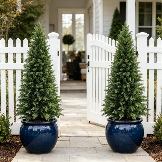 Realistic Artificial Cedar Topiary Trees For Home Garden Decor