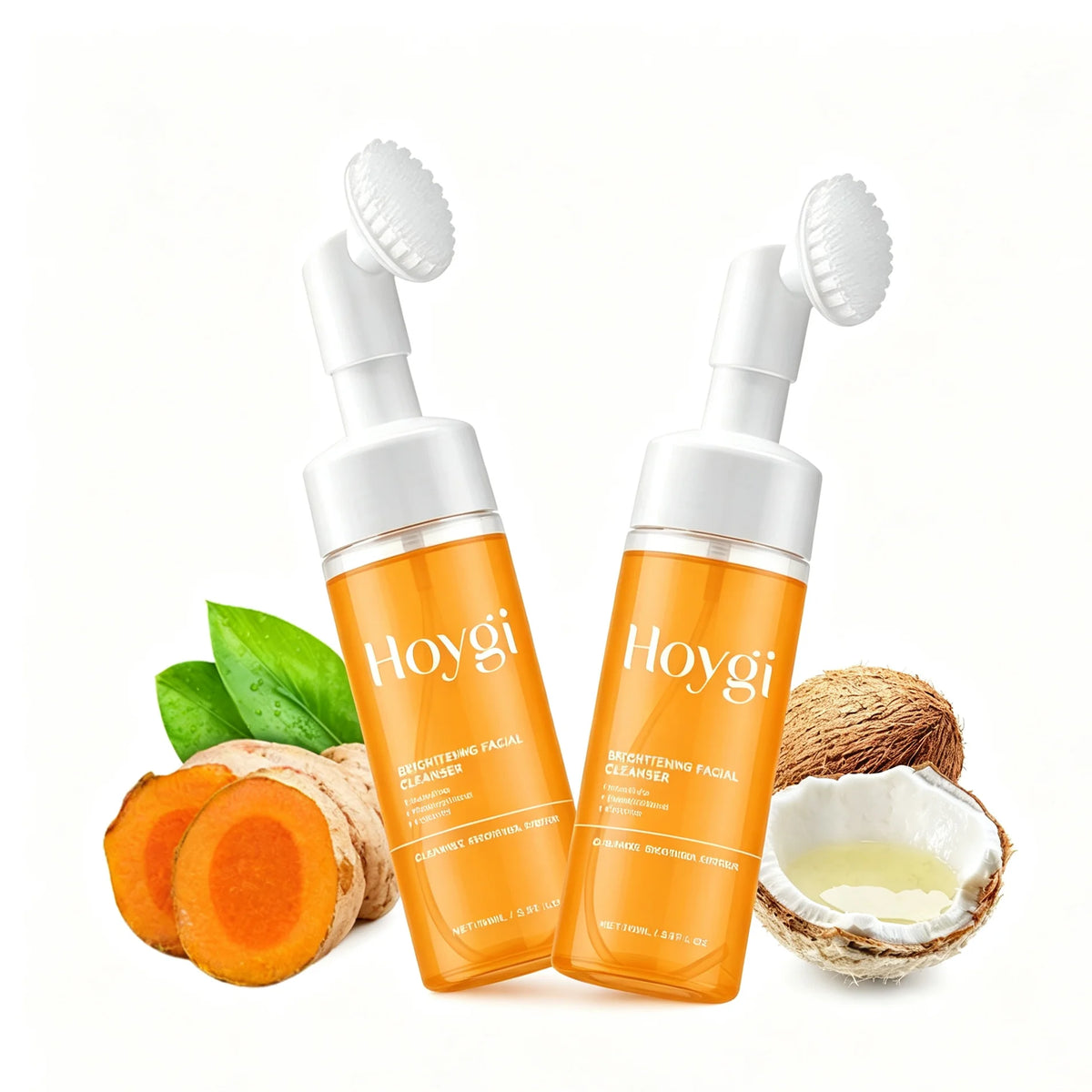 Hoygi Turmeric Brightening Foam Cleanser With Silicone Brush Rose Water