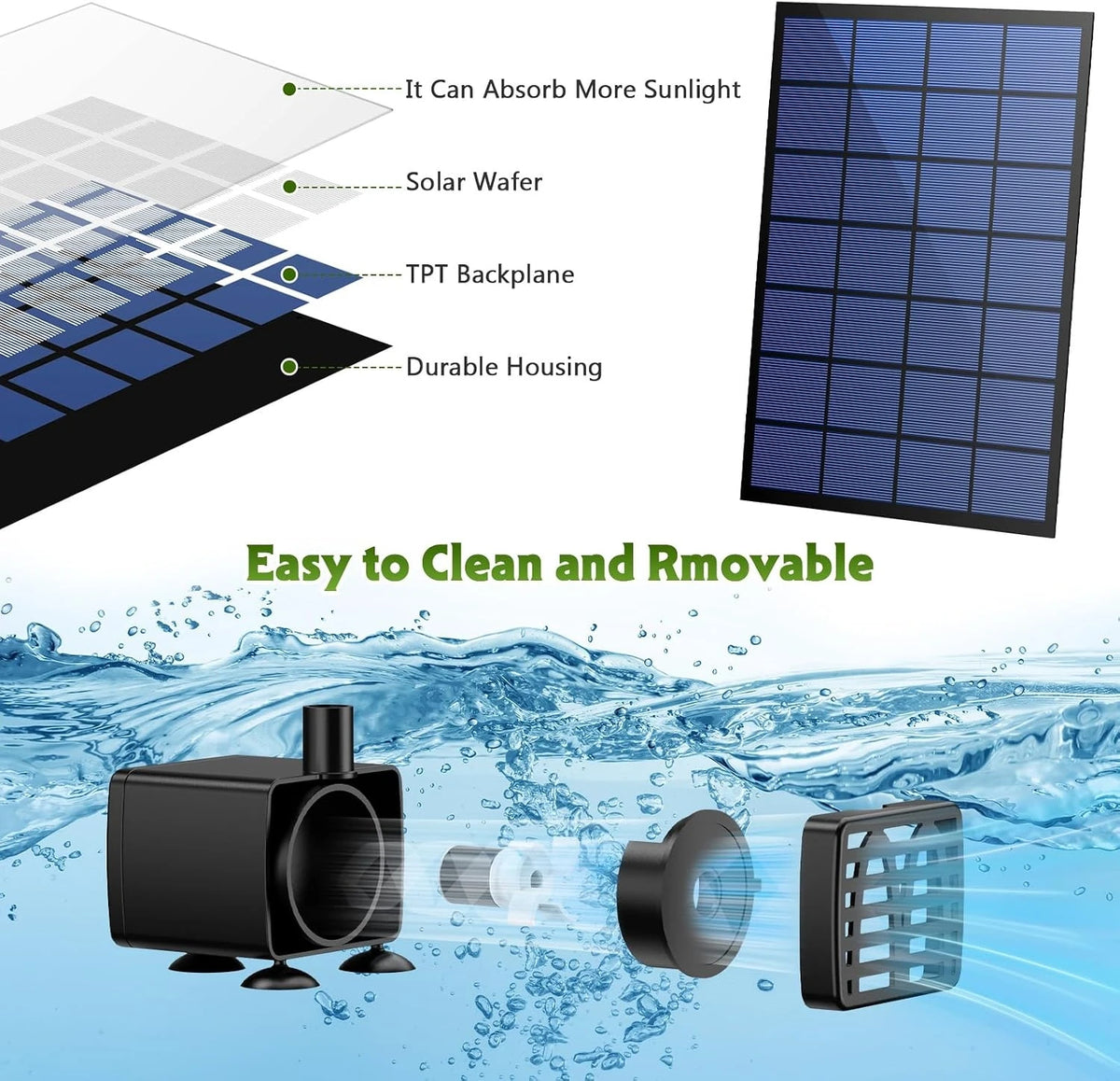Solar Water Fountain Pump With Six Nozzles For Garden Ponds