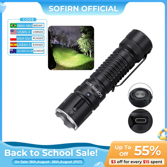 Sofirn Sc33 Xhp70.3 Hi Led Flashlight With Usb C Rechargeable