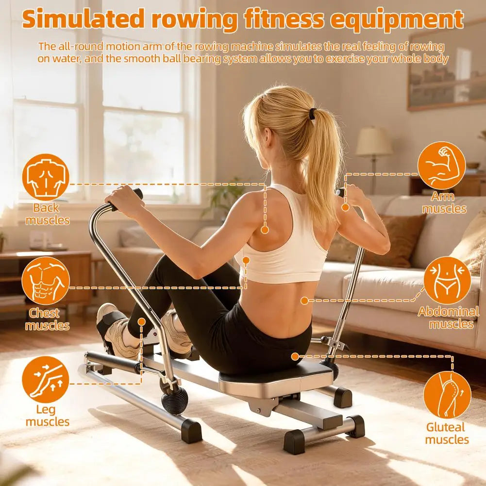 Home Rowing Machine, Hydraulic Rower with LCD Monitor, Adjustable Resistance up to 110LBS & Large Cushioned Seat, 265LBS Quiet R