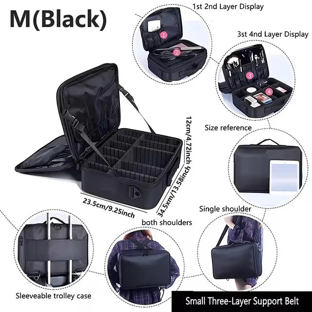 New Oxford Makeup Bag For Women Professional Large Capacity  Travel Cosmetic Case Waterproof Manicure Makeup Toolbox