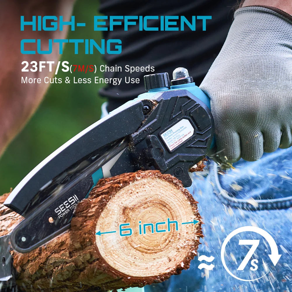 Seesii Cordless Mini Chainsaw Rechargeable Handheld Wood Saw