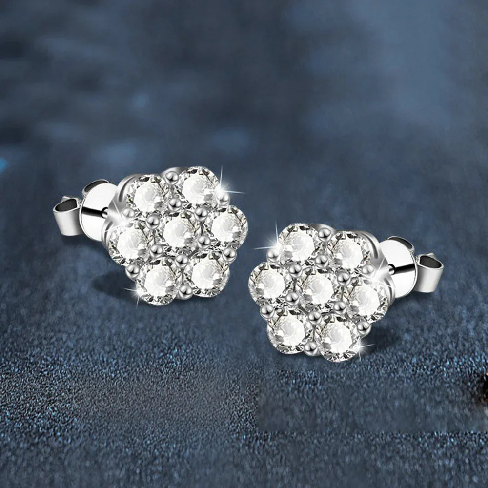 Cbtb Real Moissanite D Color 925 Sterling Silver Snowflake Stud Earrings for Women Wedding Luxury Jewelry Wholesale