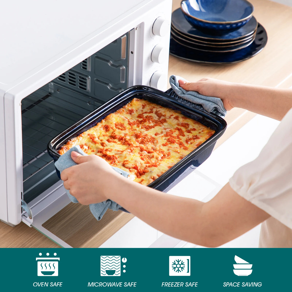 Malacasa Starry Porcelain Casserole Baking Dish With Lid And Microwave