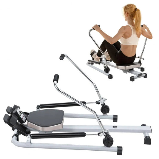 Home Rowing Machine, Hydraulic Rower with LCD Monitor, Adjustable Resistance up to 110LBS & Large Cushioned Seat, 265LBS Quiet R