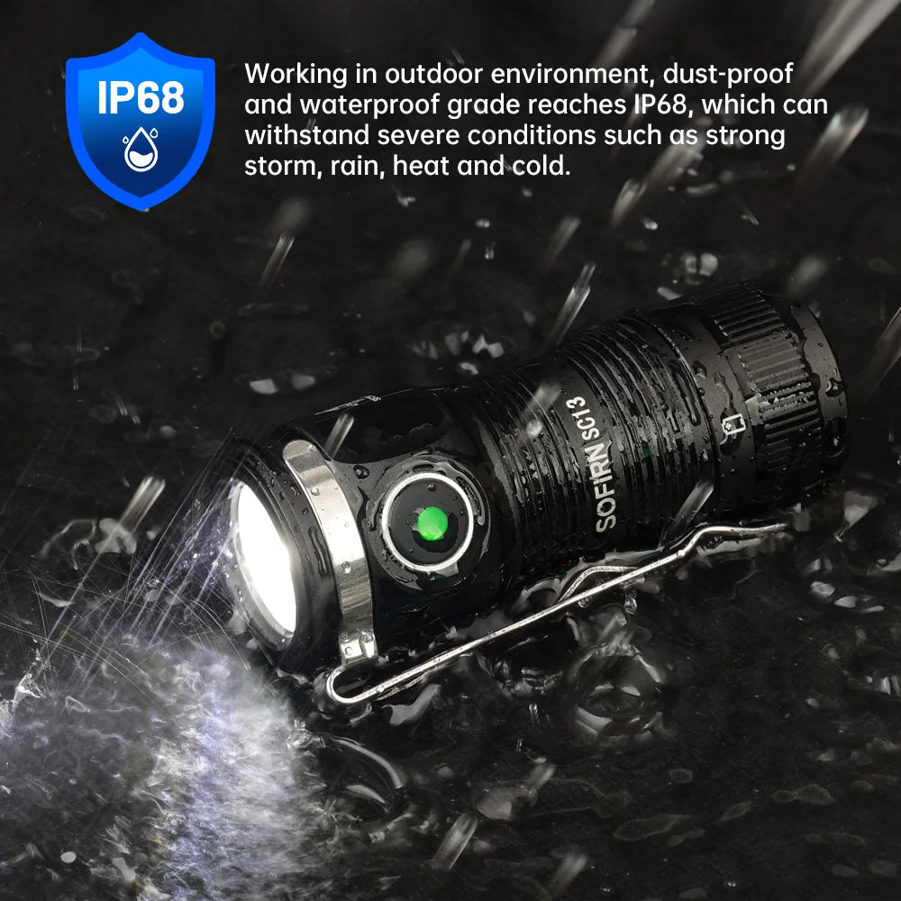 Sofirn Mini SC13 Rechargeable Tactical LED Flashlight With Magnetic Keychain