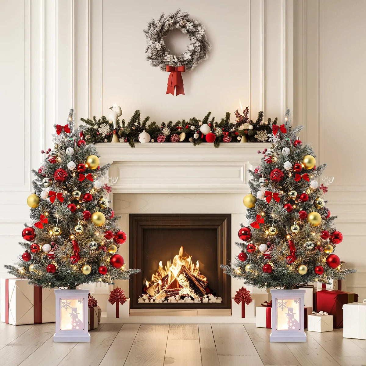 Battery Powered Artificial Christmas Tree With Led Lights And Timer