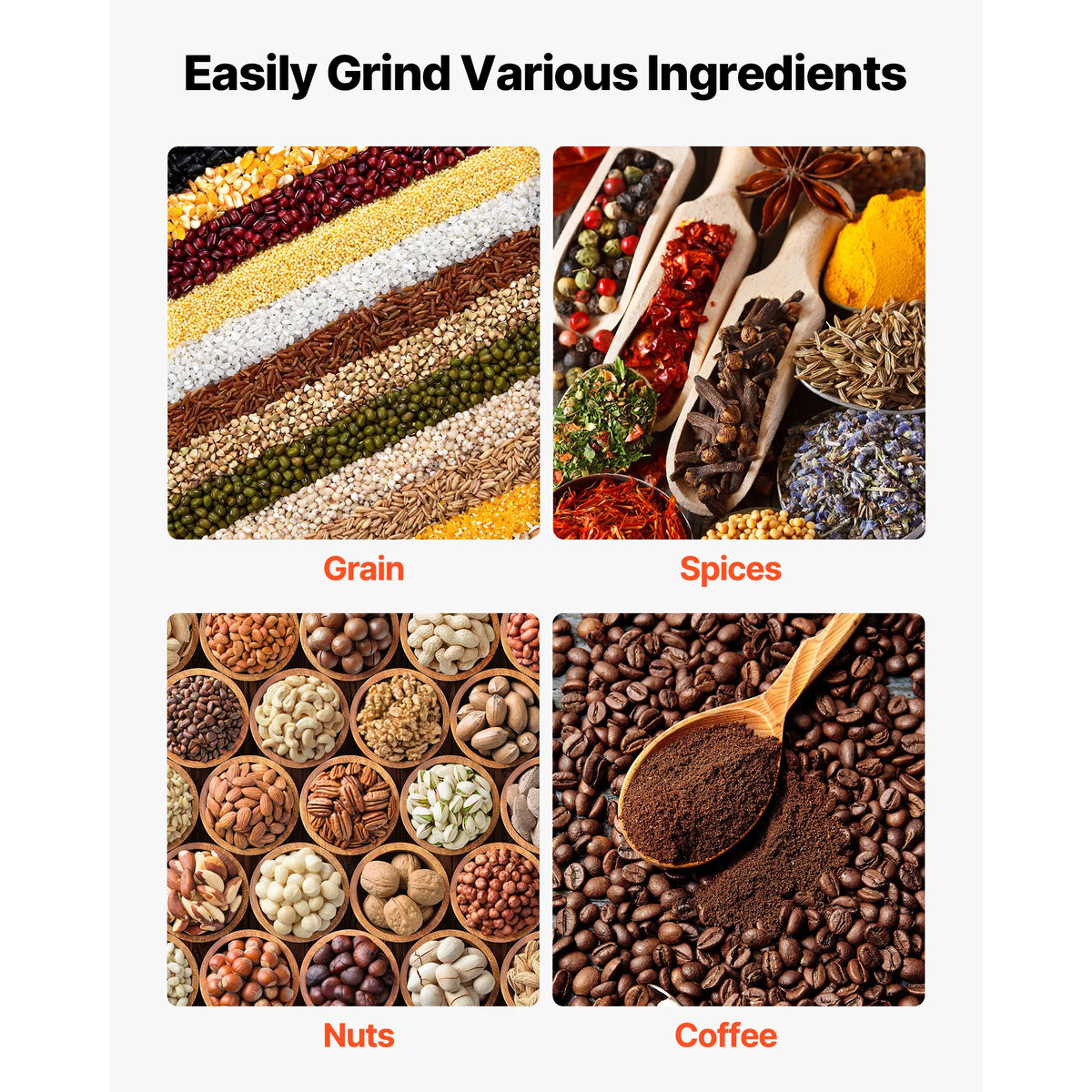 SucceBuy Manual Grain Mill with High Hopper Hand-Crank Corn Grinder with Stable Table Clamp for Grains Spices Coffee Beans Nuts