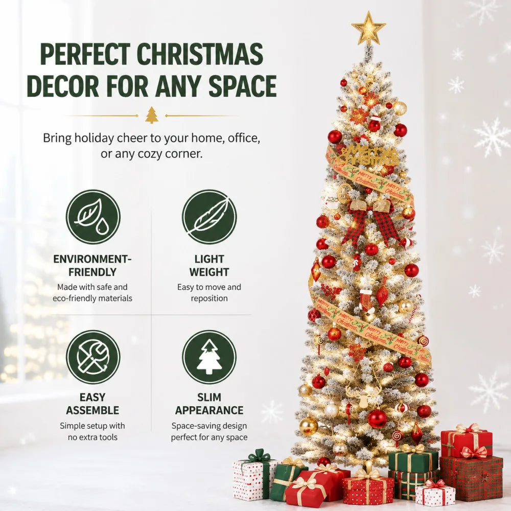 Slim Pre Lit Artificial Christmas Tree With Warm Lights