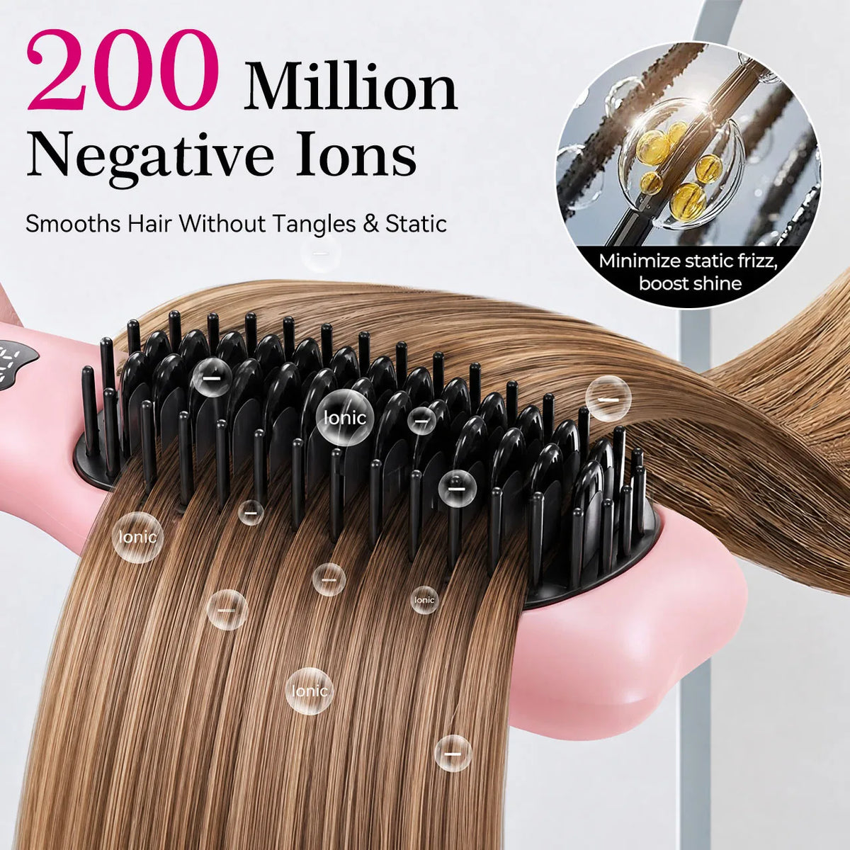 Hatteker Wireless Portable Hair Straightening Comb Multi-temperature Control Styling Brush for Straight And Curling Hair