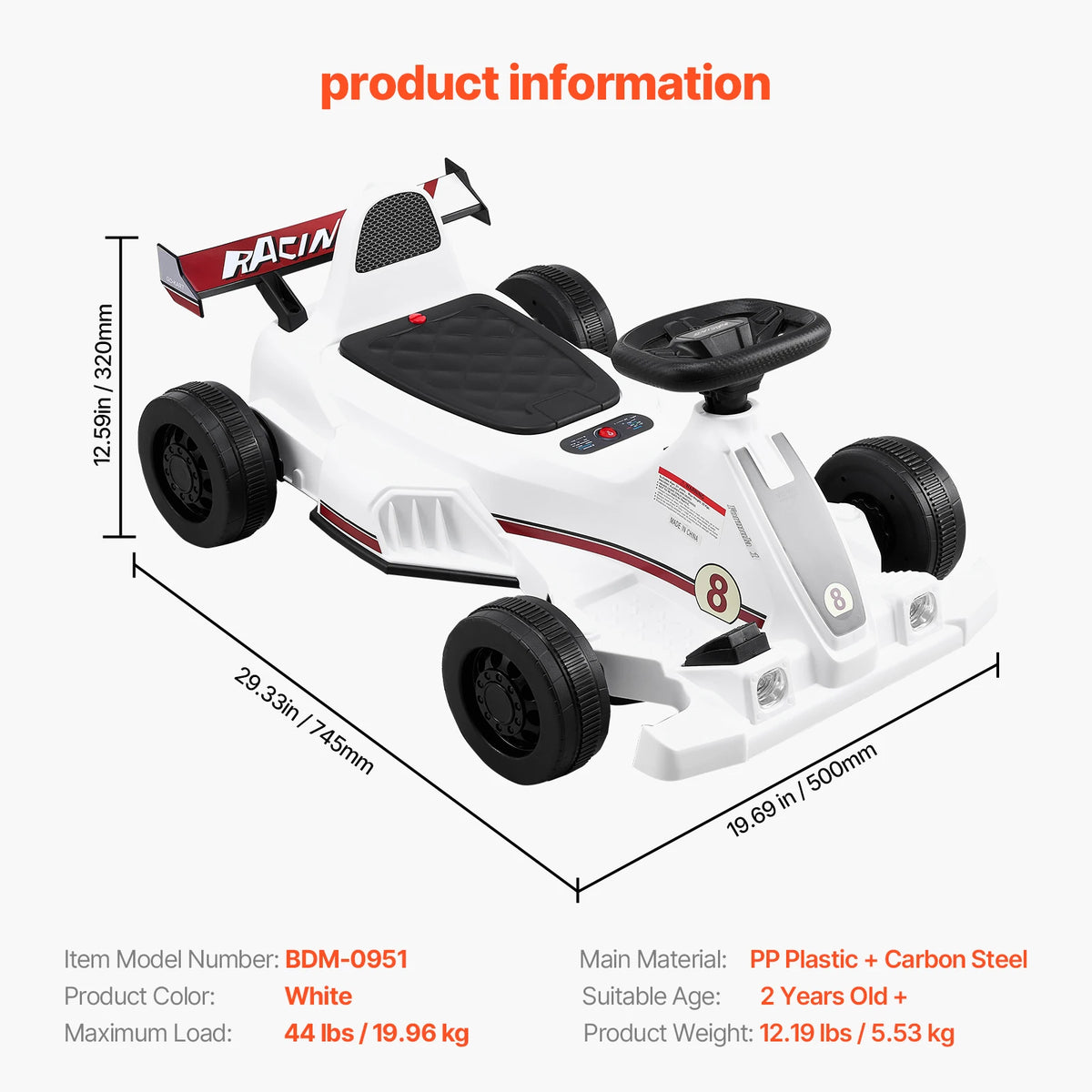 SucceBuy Electric Pedal Go Kart With LED Headlight And Horn