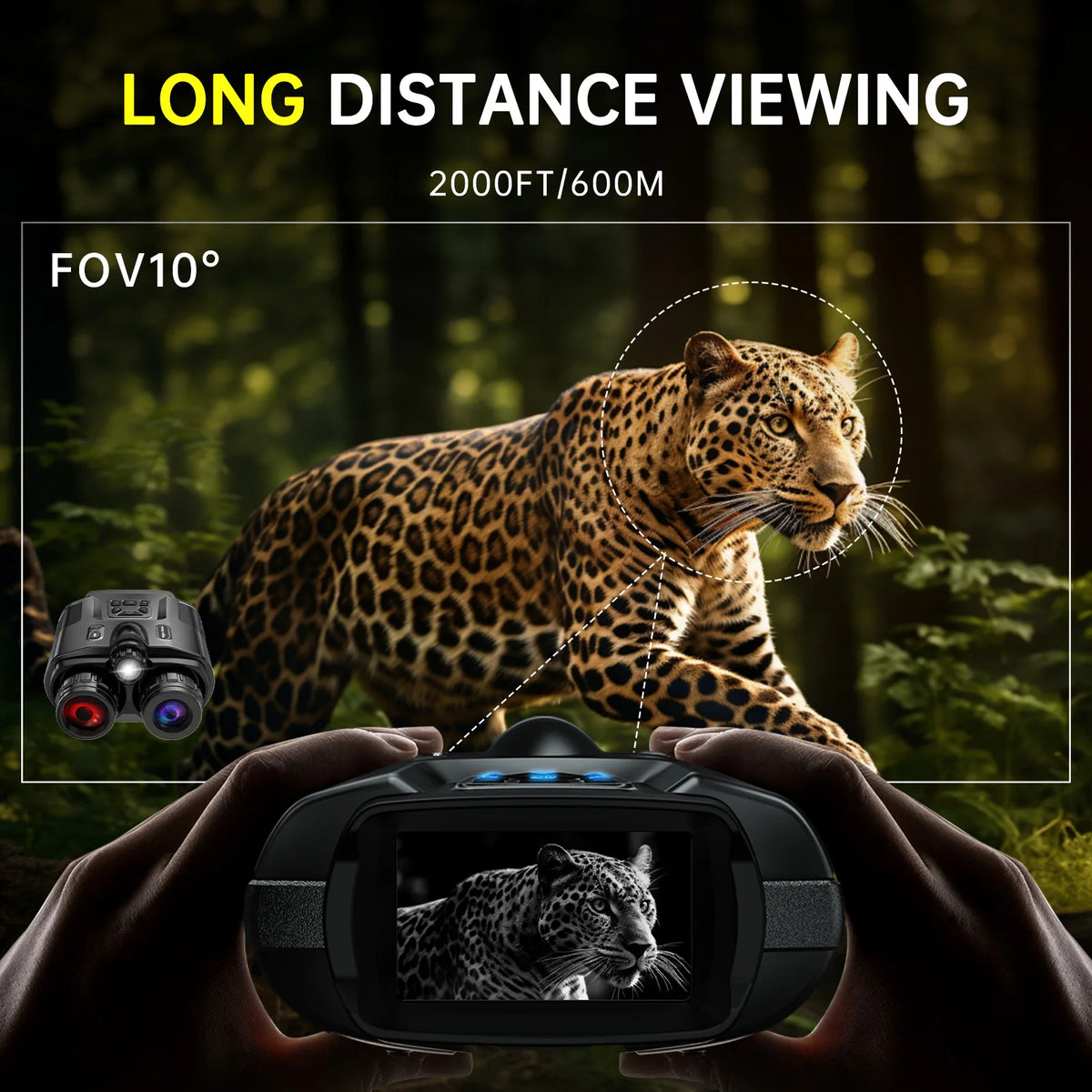 DIYIMIN Night Vision Binoculars 8X Digital Zoom Rechargeable Goggles
