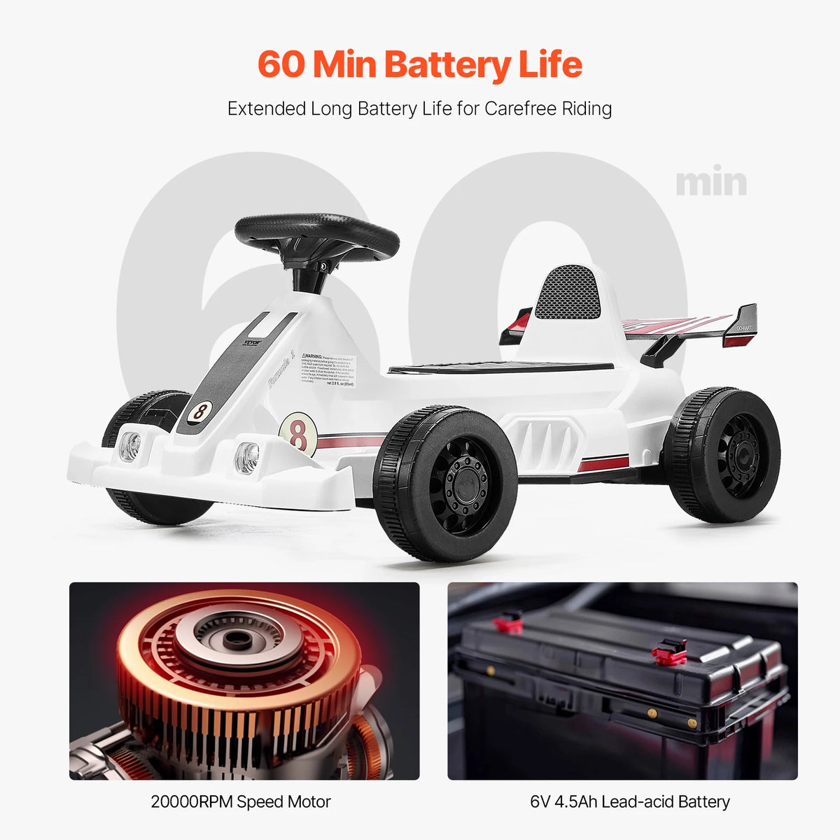 SucceBuy Electric Pedal Go Kart With LED Headlight And Horn