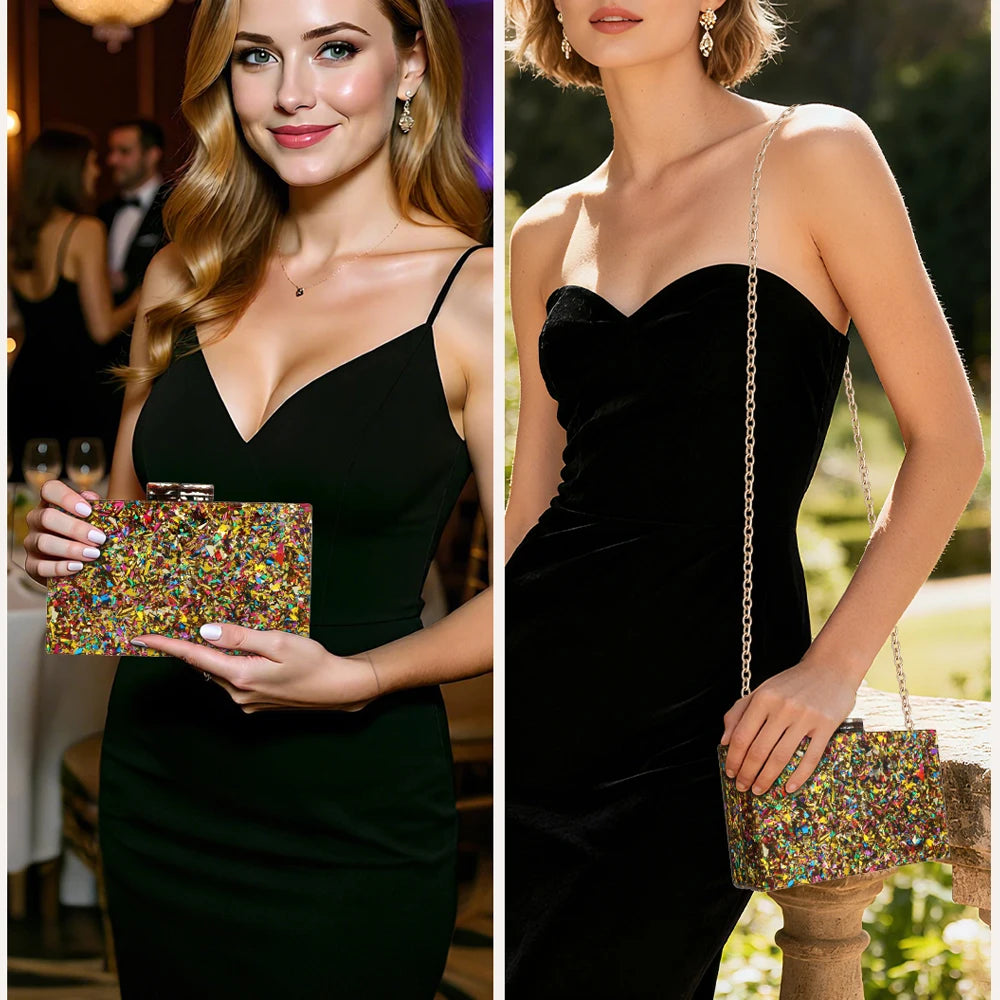 Acrylic Luxury Chain Handbag For Women Box Clutch Evening Bags Party Shoulder Crossbody Bags Dinner Dress Purses Festival Gifts