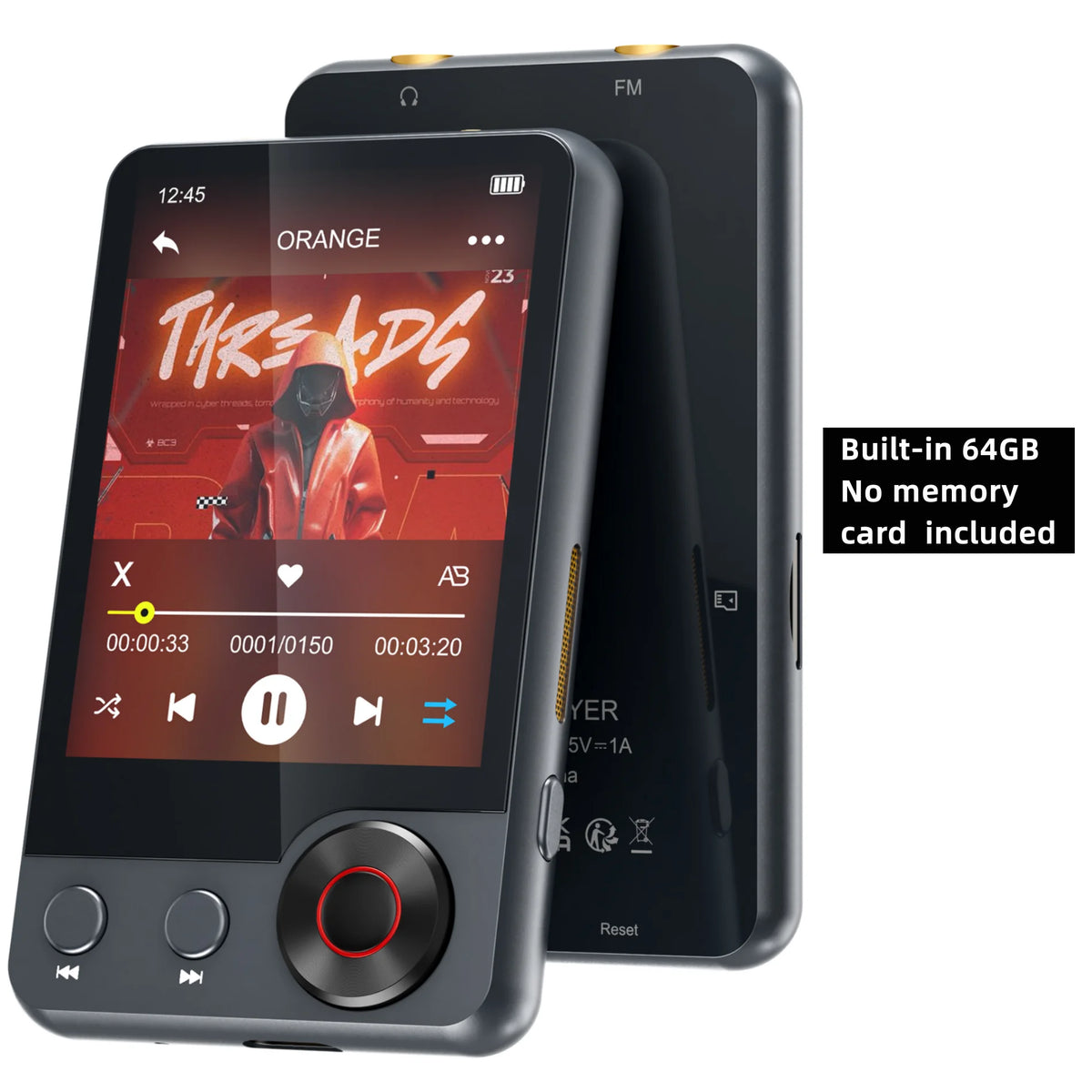 MECHEN MP3 Player with Bluetooth 5.3, 2.4-inch, HD Speakers, Dual Headphone Ports, FM Radio, Audio Recording, EBooks
