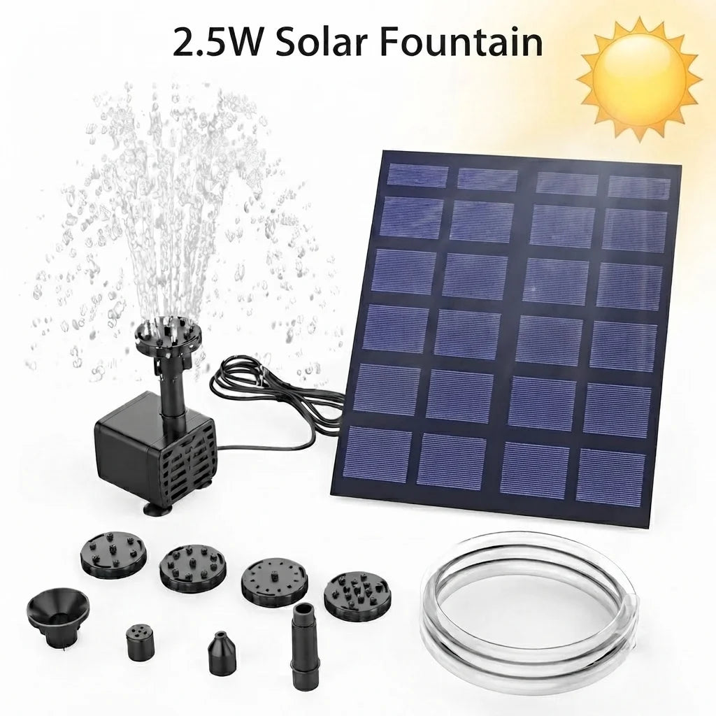 Solar Water Fountain Pump With Six Nozzles For Garden Ponds
