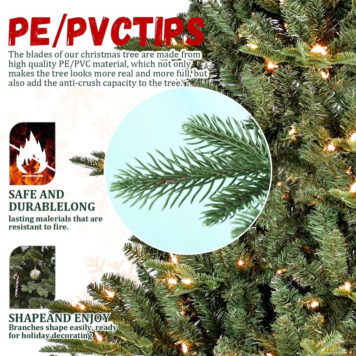 Pre-Lit Hinged Full Artificial Christmas Tree UL Certified Lights