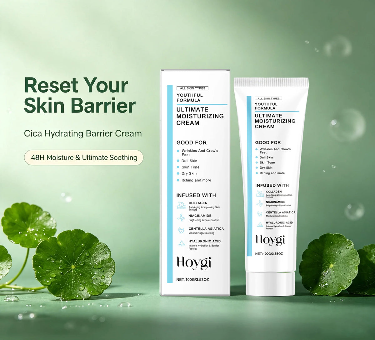 Hoygi Centella Moisturizing Cream With Hyaluronic Acid For Face