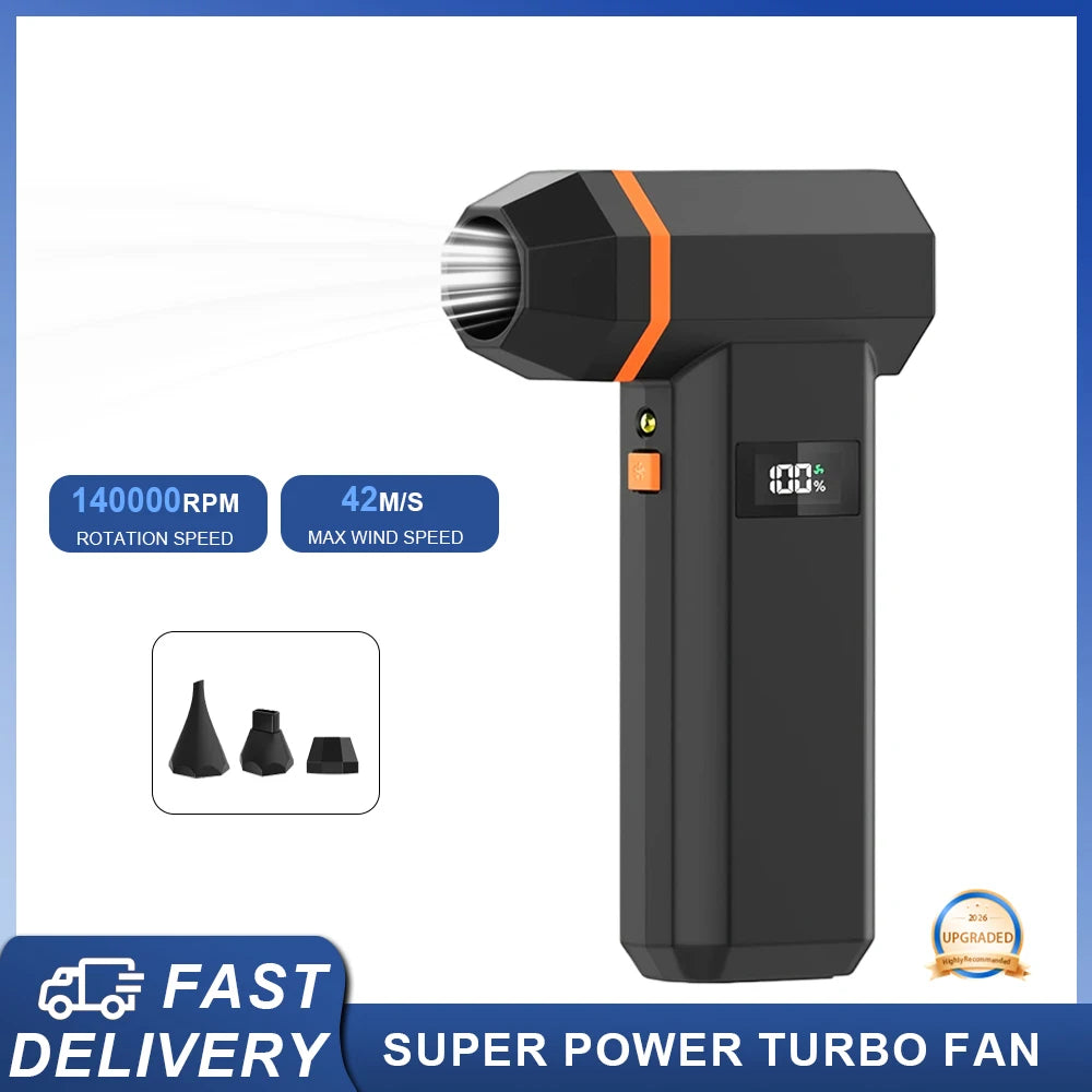 Powerful 140,000 RPM Cordless Air Blower & Vacuum – 220g Thrust, Rechargeable Dust Cleaner for Car Detailing, Keyboard & House – 4 Adjustable Speeds