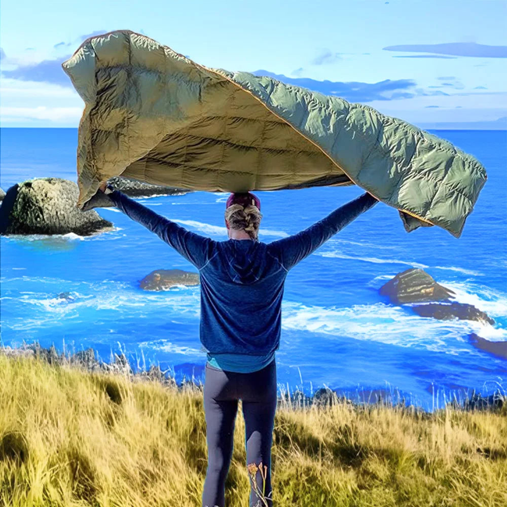 Lightweight Down Alternative Puffy Camping Blanket For Travel And Outdoors