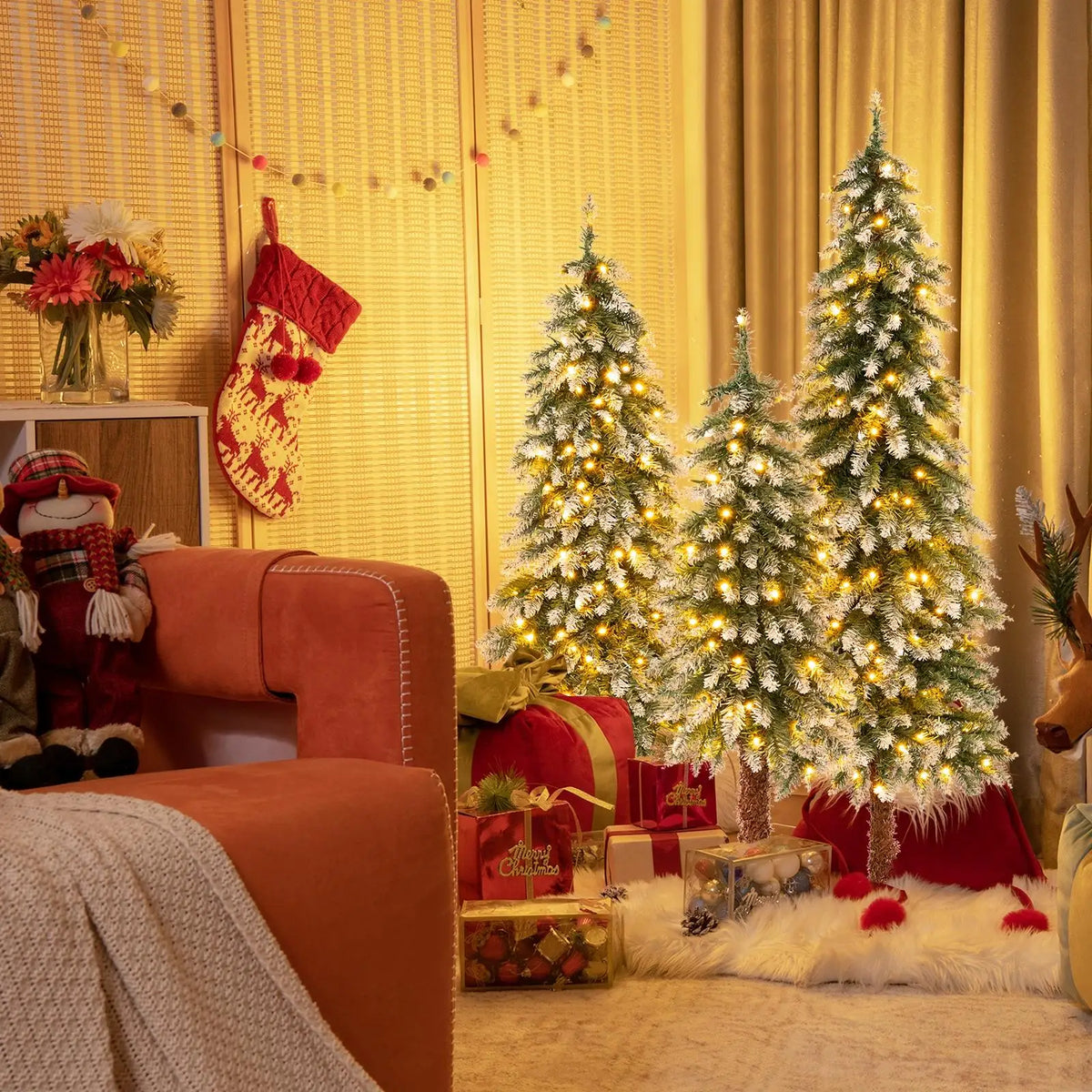 Lifezeal Pre Lit Artificial Pencil Christmas Tree Holiday Decoration
