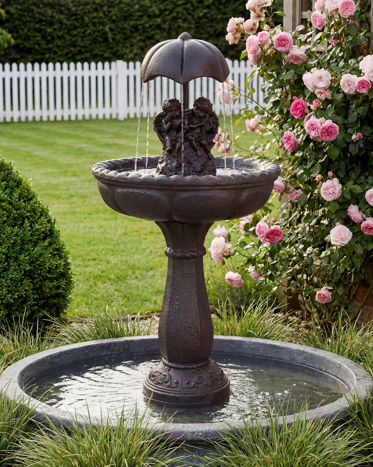Solar Outdoor Cascading Water Fountain With Whisper Quiet Pump