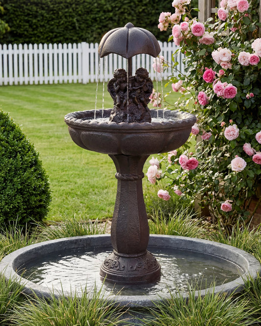 Solar Outdoor Cascading Water Fountain With Whisper Quiet Pump