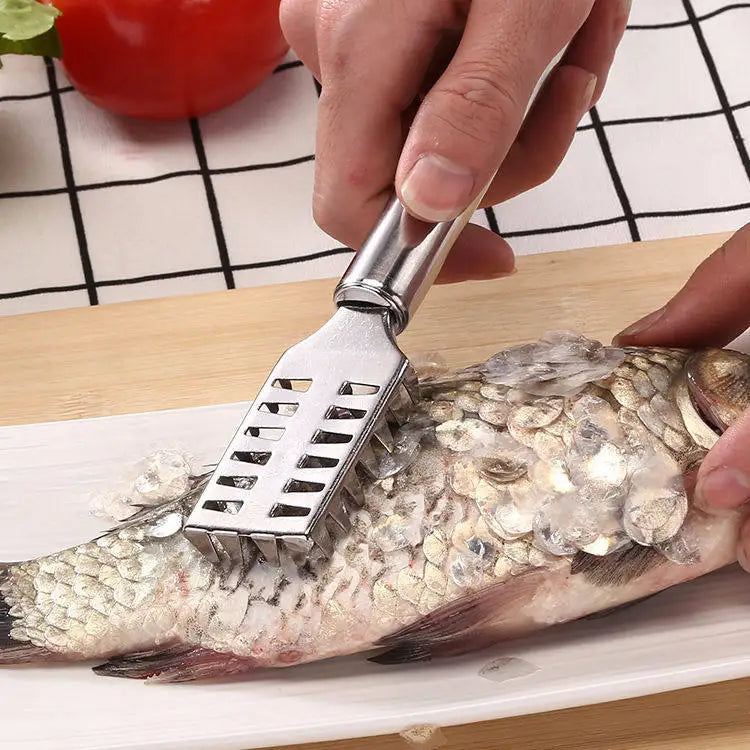 Fish Scale Remover Stainless Steel, Anti-Splash Scraper with Ergonomic Non-Slip Grip, Rust-Proof Kitchen Gadget for Fish Cleaning