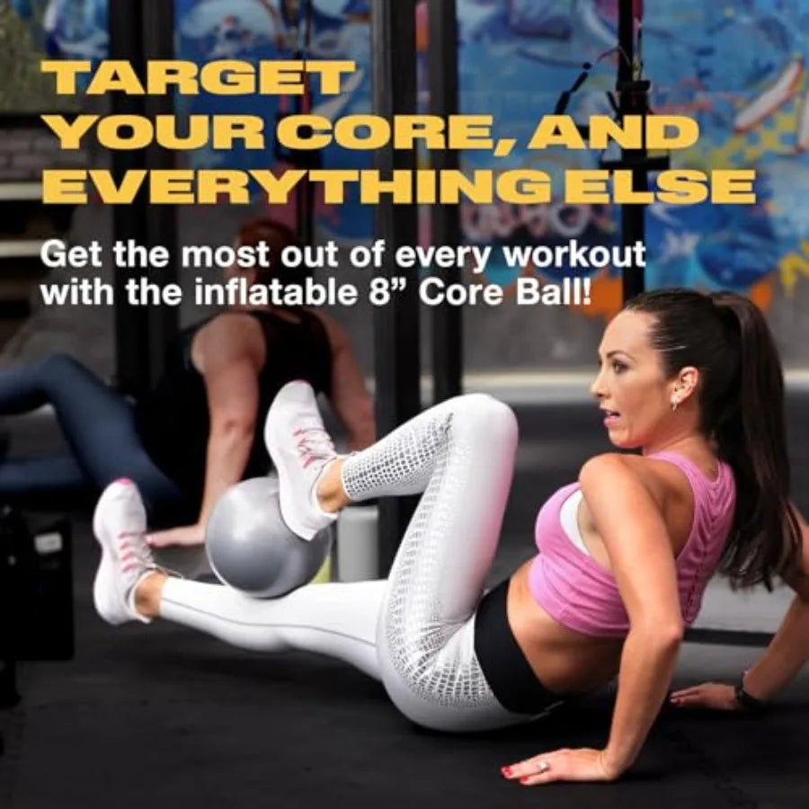 Core Ball for Core Strengthening, 8" Small Exercise Ball, Lightweight, Durable, Inflatable, Home Gym Workout Equipment for Yoga