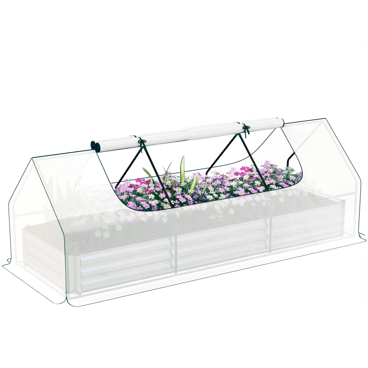 8.6 x 3 x 1ft Raised Garden Bed with Mini Greenhouse, White