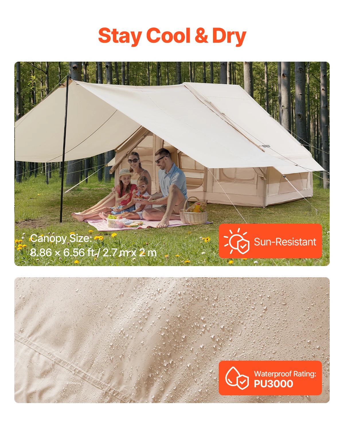 SucceBuy Inflatable Camping Tent With Hand Pump Air Column Design