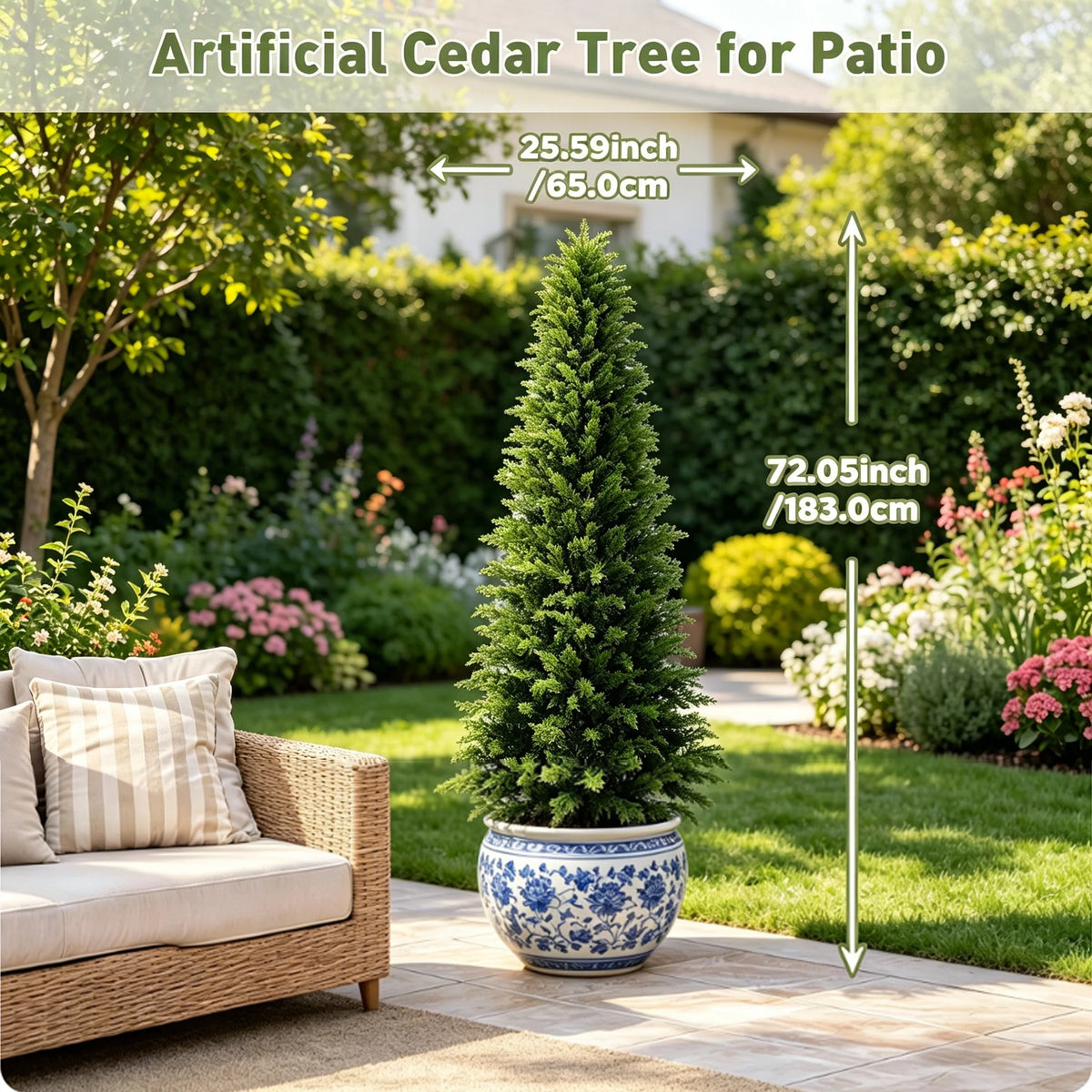 Realistic Artificial Cedar Topiary Trees For Home Garden Decor