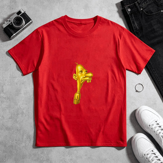 Golden Cartoon Character Head T-Shirt Men Women Vintage Graphic Print Casual Cotton Short Sleeve