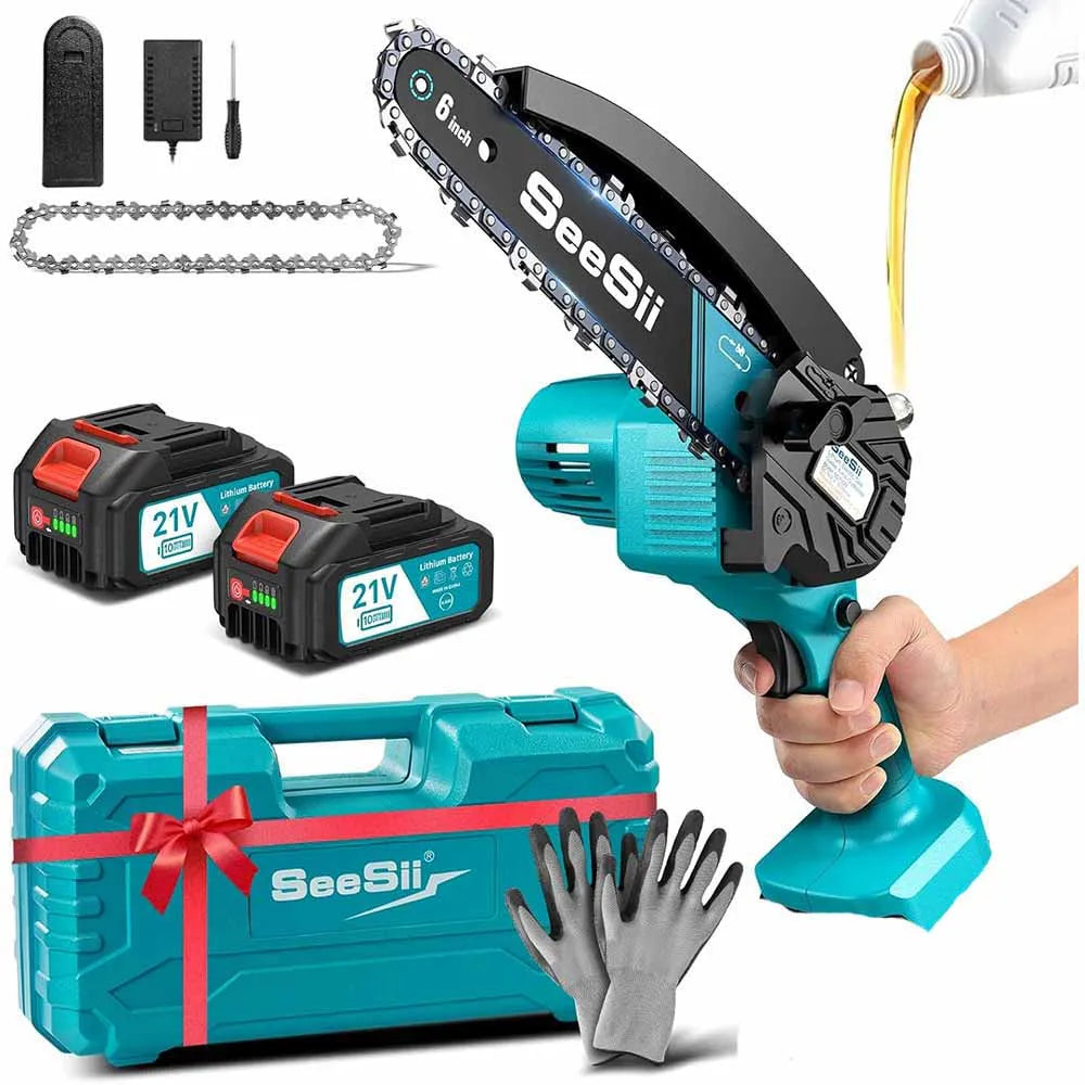 Seesii Cordless Mini Chainsaw Rechargeable Handheld Wood Saw