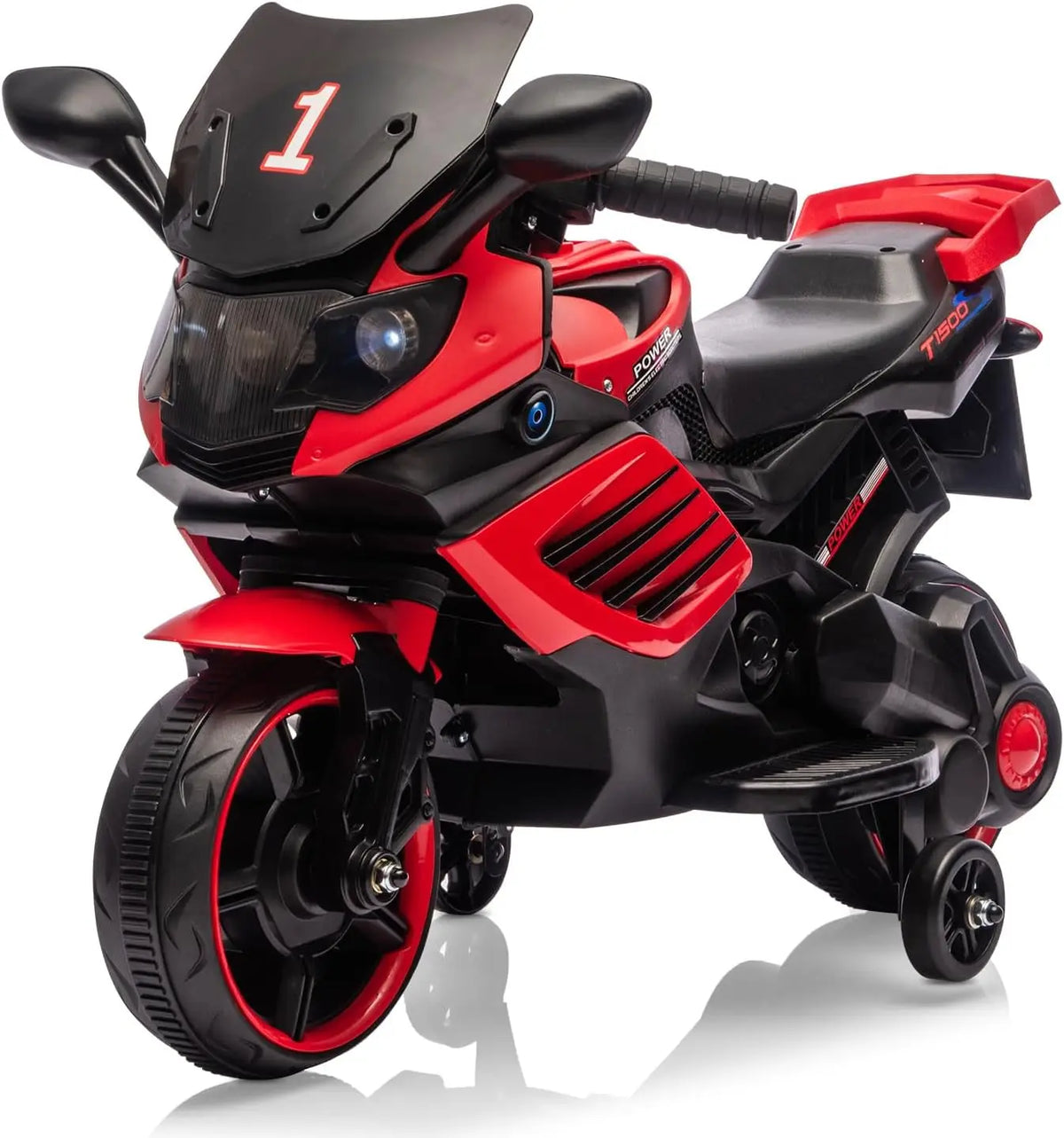 HiMISS Kids Electric Motorcycle With Training Wheels And Horn