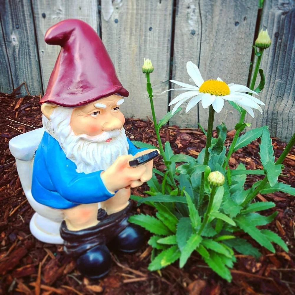 Cartoon Dwarf Resin Figurine Sculpture For Outdoor Garden Decor