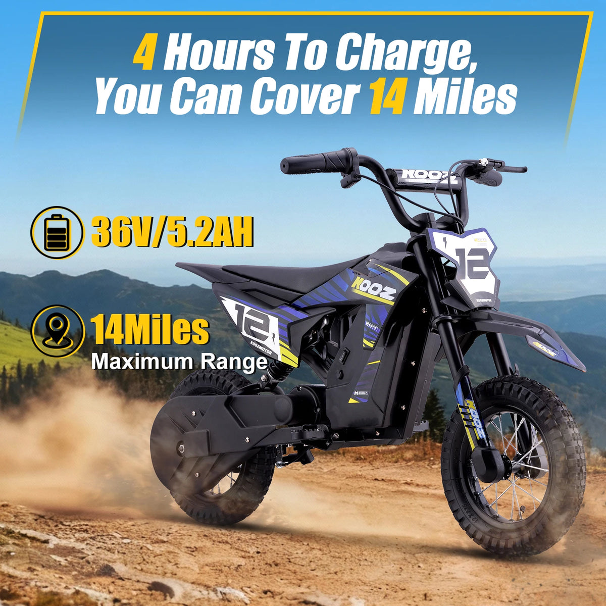 Kooz Electric Dirt Bike For Kids With Fast Riding Speeds