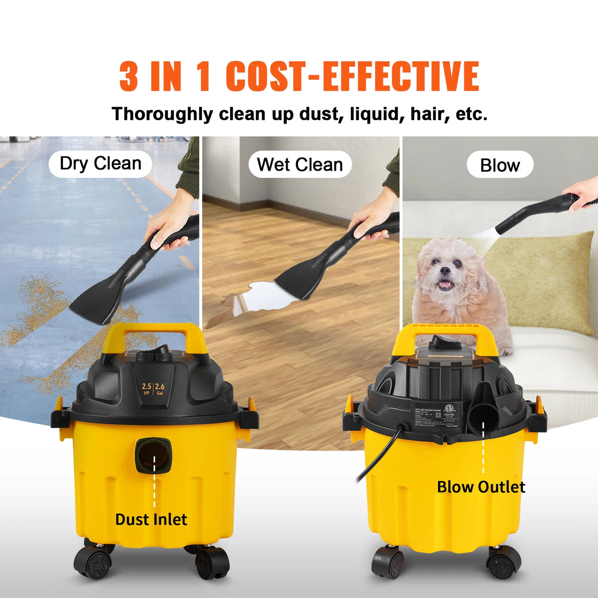 SucceBuy Wet Dry Shop Vacuum With Blower And HEPA Filter