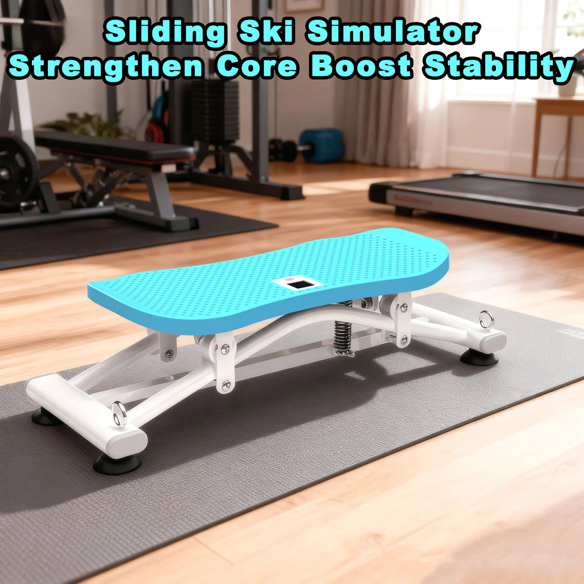 Sliding Ski Simulator Machine for Home Gym, Indoor Skiing Fitness Equipment with Resistance Bands, Full Body Cardio Workout Trainer for Core & Legs, Non-Slip Base, 300LBS Capacity