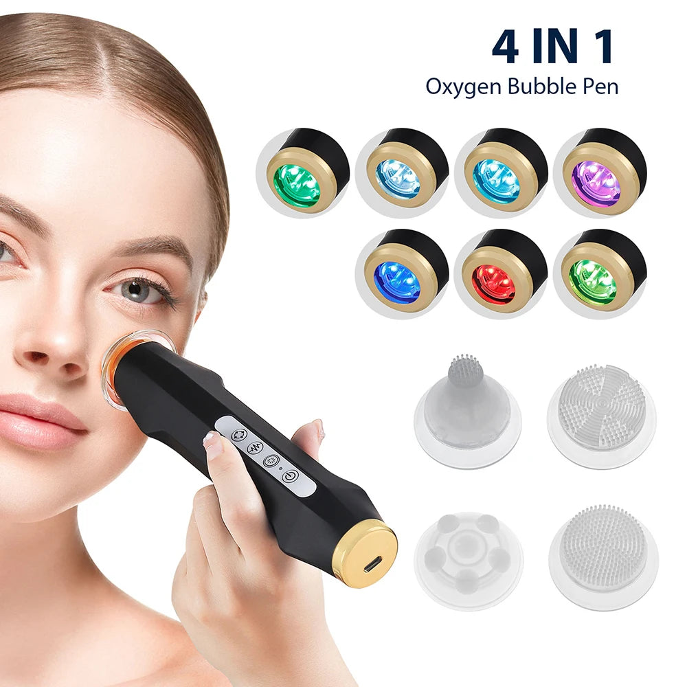 Iebilif Led Oxygen Bubble Pen Facial Massager For Skin Rejuvenation