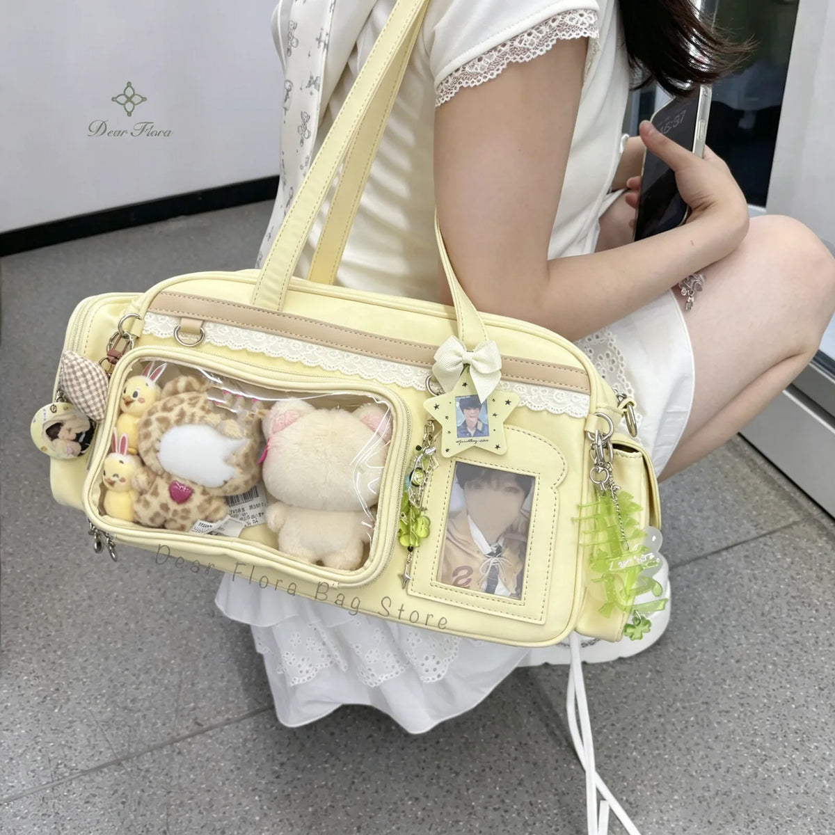 Y2K New Concert Ita Bag JK Large Capacity Shoulder Bag Cute Girl Transparent Backpack Exhibition DIY Badge Display Crossbody Bag